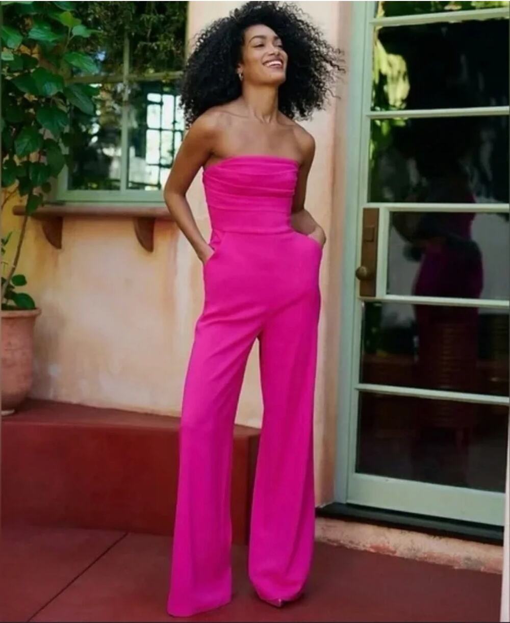 EXPRESS NWT Pink Strapless Rouched Top Jumpsuit // 0